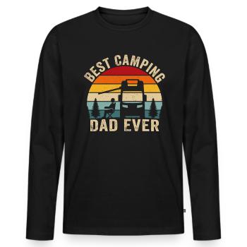 best camping dad ever t-shirt camping dad - Men's Premium Organic Long Sleeve Shirt - black - Front - Nico (187cm)