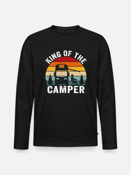 Kongen af camper sjov camper t-shirt camping - Premium økologisk langærmet T-shirt til mænd - sort