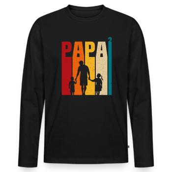 Père et fille - père et fils, papa fils et fille - T-shirt manches longues Premium bio Homme - noir - Devant - Nico (187cm)