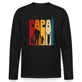 Papa 3 Kinder stolzer Vater 3 Kinder dreifacher Vater - Männer Premium Bio Langarmshirt - Schwarz - Vorne - Nico (187cm)