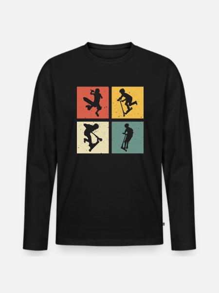 Scooter Retro Scooter Roller - Männer Premium Bio Langarmshirt - Schwarz