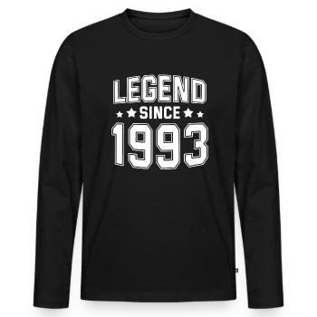 Legend since 1993 - Men's Premium Organic Long Sleeve Shirt - black - Front - Nico (187cm)