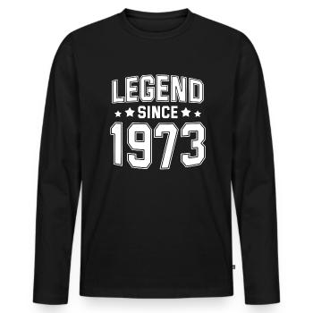 Legend since 1973 - Men's Premium Organic Long Sleeve Shirt - black - Front - Nico (187cm)