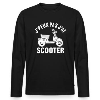 Je peux pas j'ai scooter - T-shirt manches longues Premium bio Homme - noir - Devant - Nico (187cm)