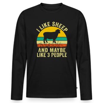 Ich mag Schafe und vielleicht 3 Personen - Männer Premium Bio Langarmshirt - Schwarz - Vorne - Nico (187cm)