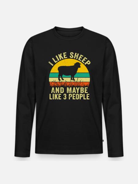 Ich mag Schafe und vielleicht 3 Personen - Männer Premium Bio Langarmshirt - Schwarz