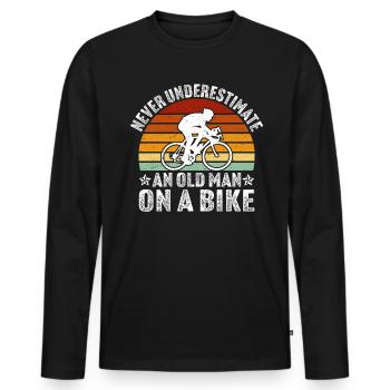 Never underestimate an old man on a bike - Men's Premium Organic Long Sleeve Shirt - black - Front - Nico (187cm)
