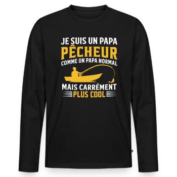je suis un papa pêcheur cadeau papy pêcheur - T-shirt manches longues Premium bio Homme - noir - Devant - Nico (187cm)