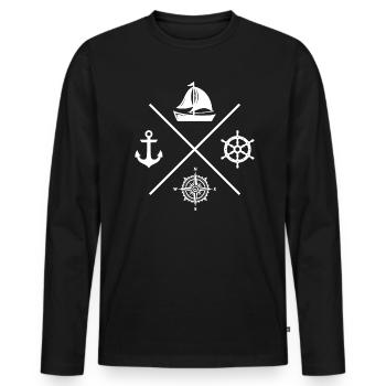 Segelsport Segelkompass Anker - Männer Premium Bio Langarmshirt - Schwarz - Vorne - Nico (187cm)