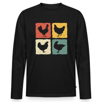 Retro Hens - Men's Premium Organic Long Sleeve Shirt - black - Front - Nico (187cm)