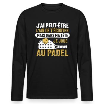 je joue au padel - T-shirt manches longues Premium bio Homme - noir - Devant - Nico (187cm)