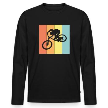Biker MIT Biken - Männer Premium Bio Langarmshirt - Schwarz - Vorne - Nico (187cm)