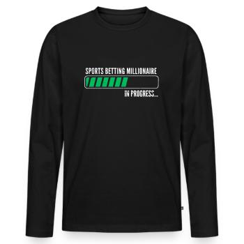 Paris sportifs Millionaire Sports paris Money Progress - T-shirt manches longues Premium bio Homme - noir - Devant - Nico (187cm)