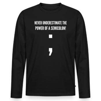 Semi-colons - T-shirt manches longues Premium bio Homme - noir - Devant - Nico (187cm)