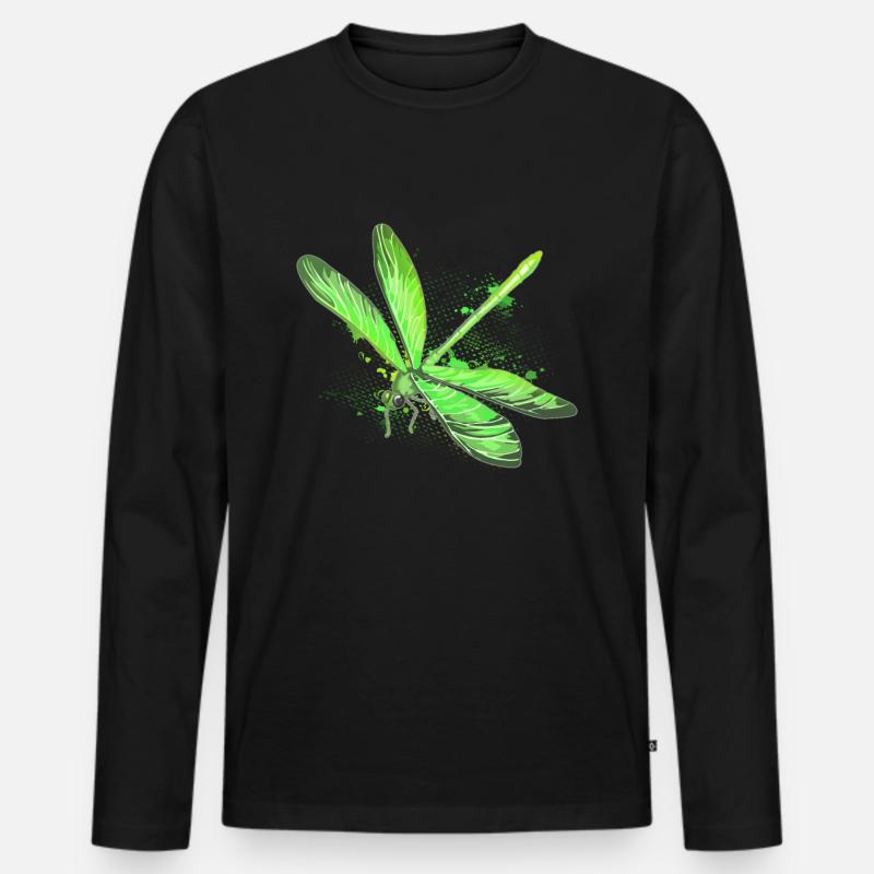 Libelle - Männer Premium Bio Langarmshirt - Schwarz