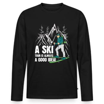 Ski Tour Touring Spruch Winter Ski Tour - Men's Premium Organic Long Sleeve Shirt - black - Front - Nico (187cm)
