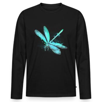 Etang à insectes libellule étang - T-shirt manches longues Premium bio Homme - noir - Devant - Nico (187cm)