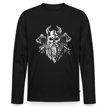 Toter Wikinger Ragnar Axt - Männer Premium Bio Langarmshirt - Schwarz - Vorne - Nico (187cm)