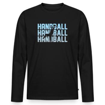 Funny handball handball player handball player saying - Men's Premium Organic Long Sleeve Shirt - black - Front - Nico (187cm)