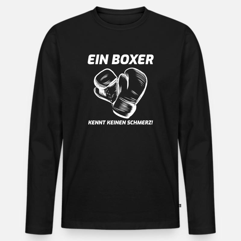 Boxen Boxer Spruch - Männer Premium Bio Langarmshirt - Schwarz