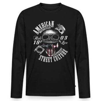 American Motorcycles - Men's Premium Organic Long Sleeve Shirt - black - Front - Nico (187cm)