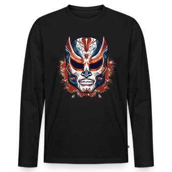 Lucha Libre Masque de Lutte Mexicaine Luchador - T-shirt manches longues Premium bio Homme - noir - Devant - Nico (187cm)