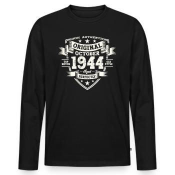 80e anniversaire mari Original octobre Vintage 1944 - T-shirt manches longues Premium bio Homme - noir - Devant - Nico (187cm)