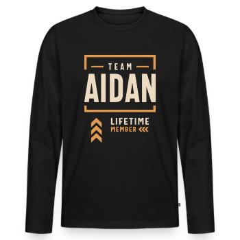 Équipe Aidan Membre à vie Drôle de prénom Aidan - T-shirt manches longues Premium bio Homme - noir - Devant - Nico (187cm)