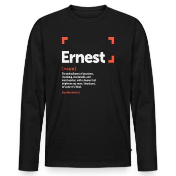 Ernest Definition Personalisierter Name Ernest - Männer Premium Bio Langarmshirt - Schwarz - Vorne - Nico (187cm)