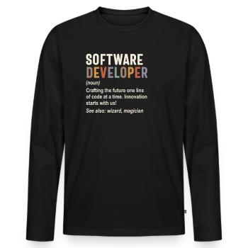 Software Developer - Crafting the Future with Code - Men's Premium Organic Long Sleeve Shirt - black - Front - Nico (187cm)