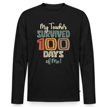 Mon professeur a survécu 100 jours avec moi - T-shirt manches longues Premium bio Homme - noir - Devant - Nico (187cm)