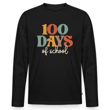 Groovy 100 jours d’école - Rétro pour les enfants Enseignant - T-shirt manches longues Premium bio Homme - noir - Devant - Nico (187cm)