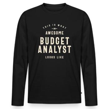 Analyste budgétaire génial - T-shirt manches longues Premium bio Homme - noir - Devant - Nico (187cm)
