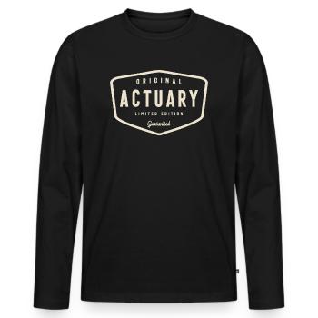Un style intemporel pour les actuaires - T-shirt manches longues Premium bio Homme - noir - Devant - Nico (187cm)