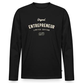 und origineller Unternehmerstil - Männer Premium Bio Langarmshirt - Schwarz - Vorne - Nico (187cm)