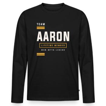 Team Aaron Lebenslanges Mitglied Lustiger Name Aaron - Männer Premium Bio Langarmshirt - Schwarz - Vorne - Nico (187cm)