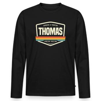 Thomas Genuine and Trusted Funny Name Thomas - Men's Premium Organic Long Sleeve Shirt - black - Front - Nico (187cm)