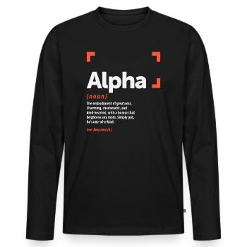 Alpha Definition Personalisierter Name Alpha - Männer Premium Bio Langarmshirt - Schwarz - Vorne - Nico (187cm)