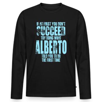 Nom Alberto - T-shirt manches longues Premium bio Homme - noir - Devant - Nico (187cm)