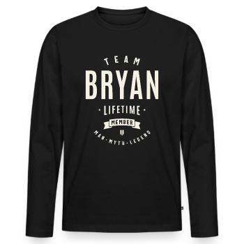 Équipe Bryan Membre à vie Drôle de prénom Bryan - T-shirt manches longues Premium bio Homme - noir - Devant - Nico (187cm)