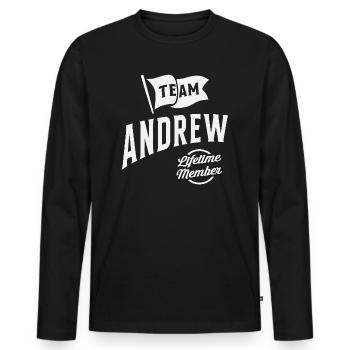 Membre à vie de l’équipe Andrew Nom personnalisé Andr - T-shirt manches longues Premium bio Homme - noir - Devant - Nico (187cm)