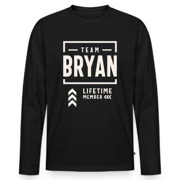 Équipe Bryan Membre à vie Drôle de prénom Bryan - T-shirt manches longues Premium bio Homme - noir - Devant - Nico (187cm)