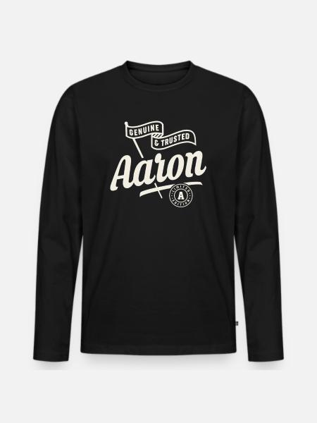Aaron Name Custom - Aaron - Männer Premium Bio Langarmshirt - Schwarz