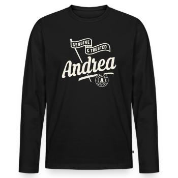 Andrea Name Custom - Andrea - Men's Premium Organic Long Sleeve Shirt - black - Front - Nico (187cm)