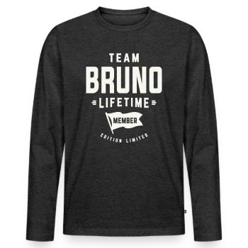 Team Bruno Lebenslanges Mitglied Lustiger Name Bruno - Männer Premium Bio Langarmshirt - Anthrazit meliert - Vorne - Nico (187cm)
