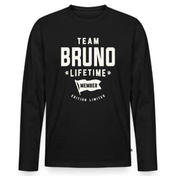Équipe Bruno Membre à vie Prénom drôle Bruno - T-shirt manches longues Premium bio Homme - noir - Devant - Nico (187cm)