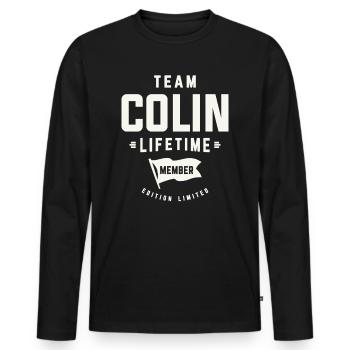 Team Colin Lebenslanges Mitglied Lustiger Name Colin - Männer Premium Bio Langarmshirt - Schwarz - Vorne - Nico (187cm)