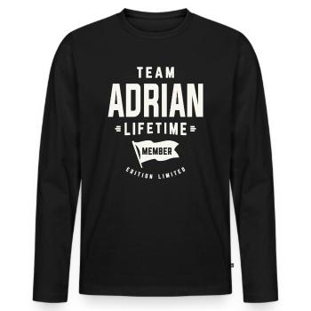 Membre à vie de l’équipe Adrian Funny Name Adrian - T-shirt manches longues Premium bio Homme - noir - Devant - Nico (187cm)