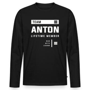 Membre à vie de l’équipe Anton Prénom amusant Anton - T-shirt manches longues Premium bio Homme - noir - Devant - Nico (187cm)