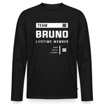 Équipe Bruno Membre à vie Prénom drôle Bruno - T-shirt manches longues Premium bio Homme - noir - Devant - Nico (187cm)